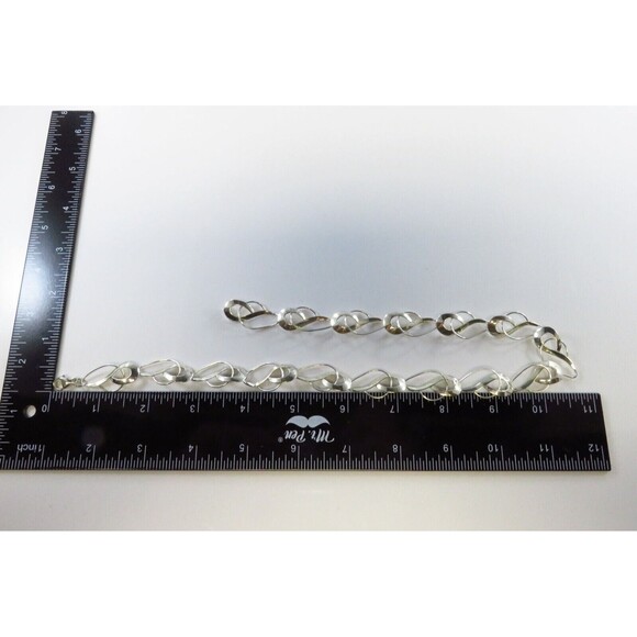 18" Sterling Silver Designer Style Fancy Twisted Metal Link Necklace Sterling TT - Picture 15 of 15